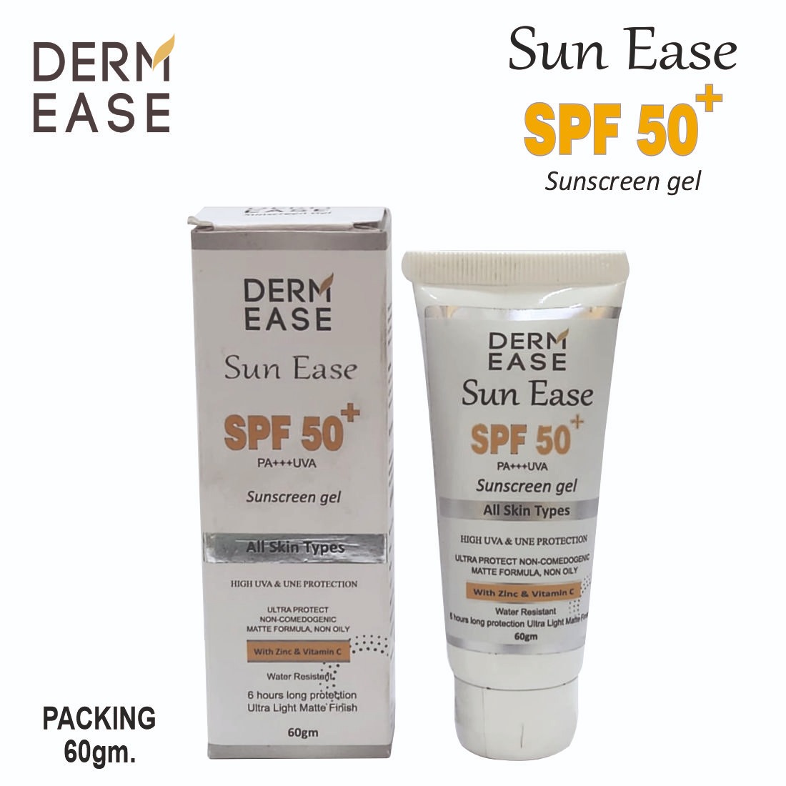 DERM EASE Sun Ease SPF 50+ PA+++UVA Sunscreen gel 